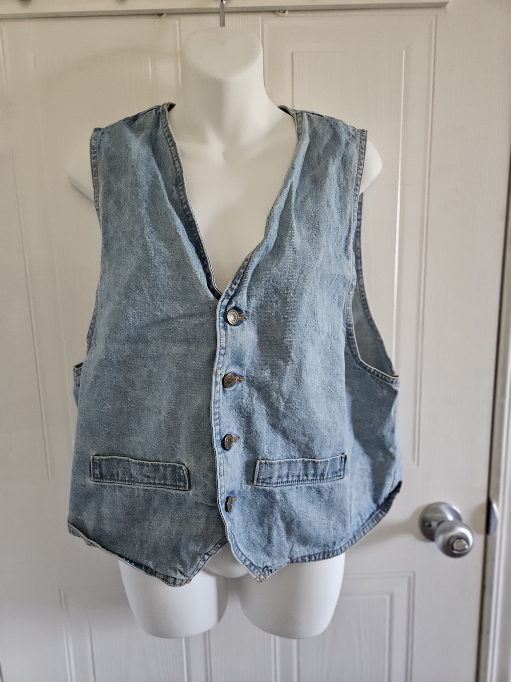 Light Wash Denim Vest Vintage Large